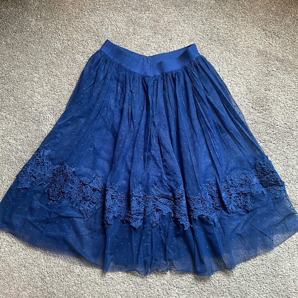 Beautiful blue lace, tulle skirt- size medium, never worn